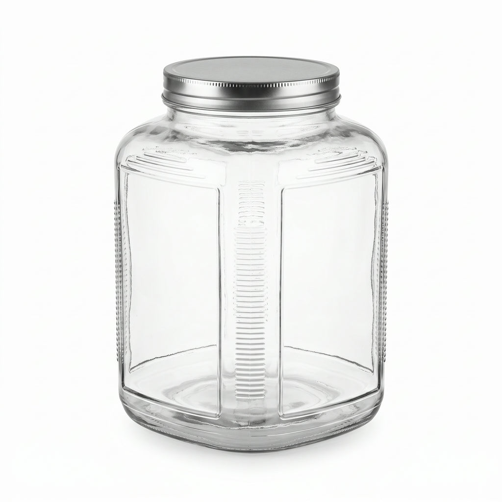 Frasco de vidrio con tapa metálica tipo galón 5.5  lts — producto