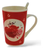 Taza De Cerámica + Cuchara Desayuno Café Love Regalo 300ml — producto
