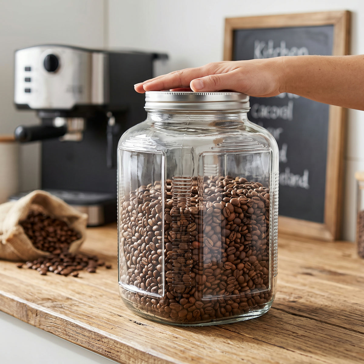 Frasco de vidrio con tapa metálica tipo galón 5.5  lts — estilo de vida