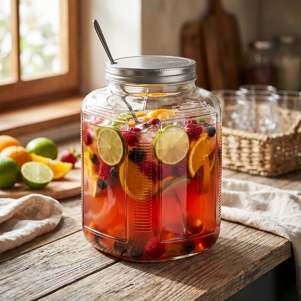Frasco de vidrio con tapa metálica tipo galón 5.5  lts — estilo de vida