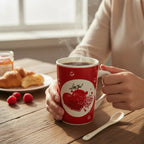 Taza De Cerámica + Cuchara Desayuno Café Love Regalo 300ml — producto