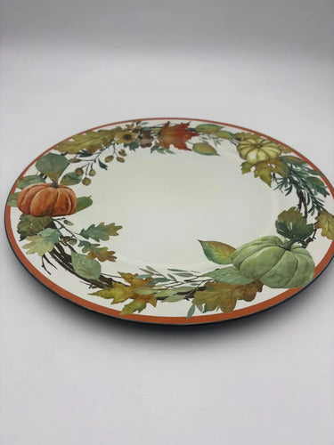 2 Platos De Melamina Hojas De Otoño Blanco Estilo Artesanal Blanco Hojas De Otoño — producto