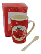 Taza De Cerámica + Cuchara Desayuno Café Love Regalo 300ml — producto