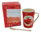 Taza De Cerámica + Cuchara Desayuno Café Love Regalo 300ml — producto