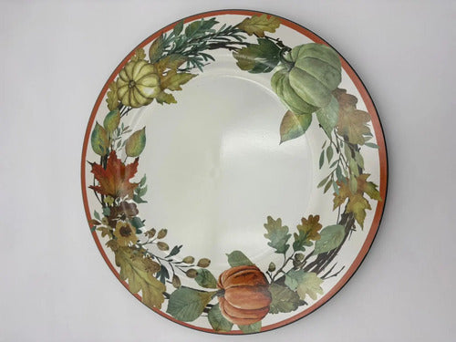 2 Platos De Melamina Hojas De Otoño Blanco Estilo Artesanal Blanco Hojas De Otoño — producto